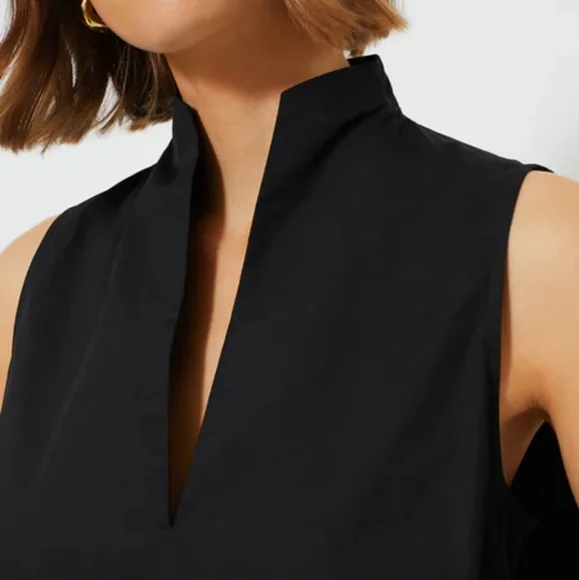 Tuckernuck Solid Black Cotton Sleeveless Celeste V Neck Top - Picture 4 of 12